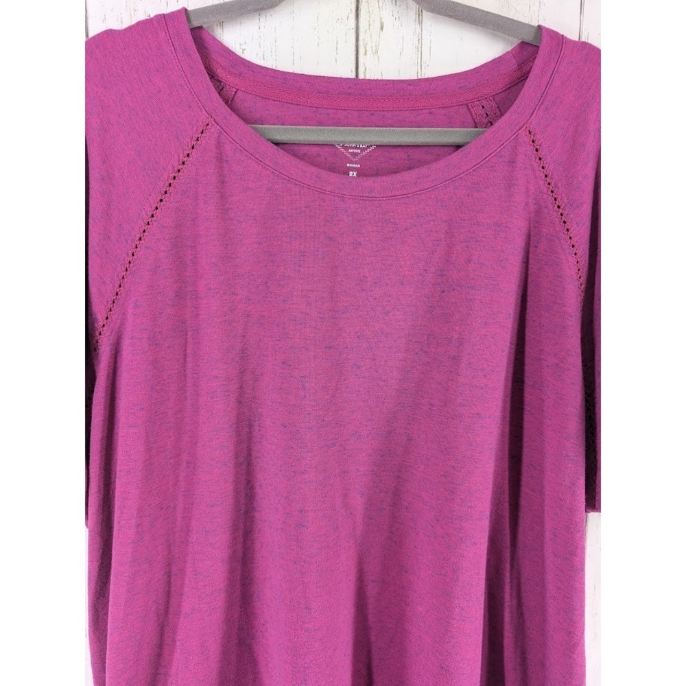 St Johns Bay Active Size 2X Pink V Neck Short Sleeve Womens Top - Picture 3 of 7